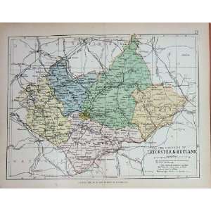  Map England C1895 Leicester Rutland Oakham Mowbury