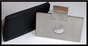 Silver Credit Card Style Cigar Guillotine Cutter w/Case  