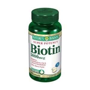  Natures Bounty Super Potency Biotin, 5000 mcg, Capsules 