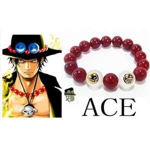  One Piece Ace Red bracelet chain crystal Agate Cosplay 