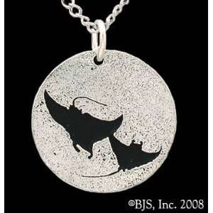 Double Manta Ray Necklace, Sterling Silver, 24 long rhodium plated 