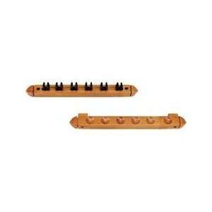    Billiards Two Piece Wall Rack Six Cues Clips
