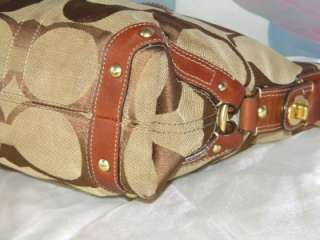 COACH Signature CARLY Medium Hobo Shoulder Bag 10619 Khaki/Saddle 