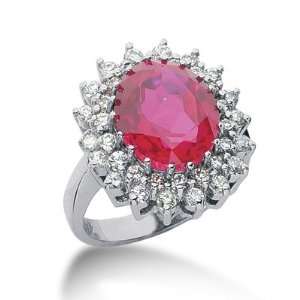  7.15 Ct Diamond Ruby Ring Engagement Oval Cut Prong 