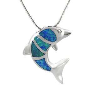  Sterling Silver Blue Opal Jumping Frog Necklace Jewelry