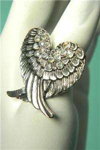 Angel Wing Stretch Adjustable Ring Rhinestone Crystal Free Expedited 