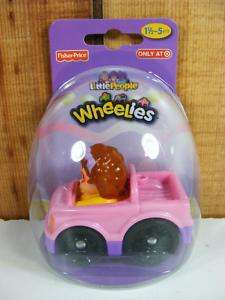 Fisher Price Little People Wheelies Girl & Pink Car New  