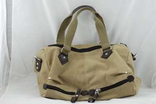 Women khaki Canvas leather Handbag Shoulder bag Tote  