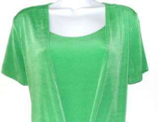 Slinky Brand Tie Front Twofer Top & Shorts Set GREEN/S  