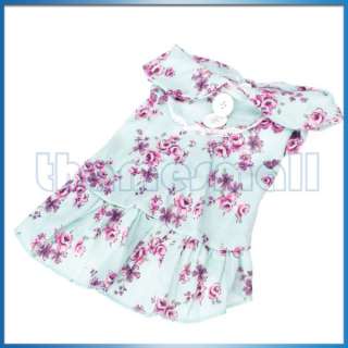   Puppy Doggie Floral Sleeveless Dress Clothes Clothing Apparel S/M/L/XL