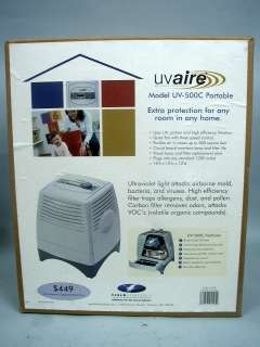 UV Vaire Ultraviolet Air Purifier #UV 500 CC   With Filters & Box 