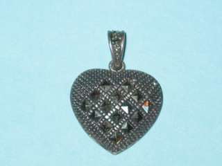 Pretty Vintage Sterling & Marcasite Heart Pendant  