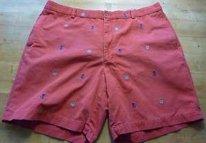 BROOKS BROTHERS Red EMBROIDERED Nautical Sailing Anchor Shorts 42 