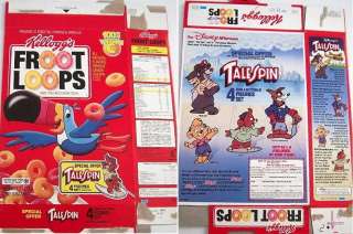1991 Froot Loops Tale Spin Fig offer Cereal Box vvv17  