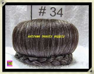 34 black gray hair dome piece bun chignon wiglet SP  