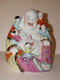   Porcelain Family Buddha with 5 Children Happiness Figurine  