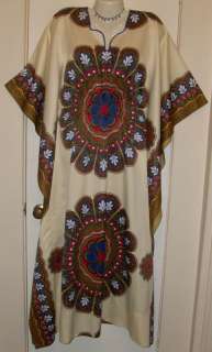   70s Hippie BOHO Psychedelic Caftan Dress One Size Auction #FEB5  