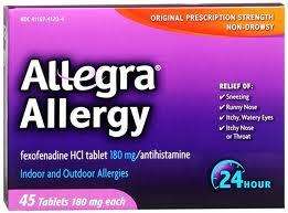 Allegra allergy 24 hr 45 tablets exp.2013   2014 180mg New in box Free 