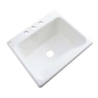   Drop In Acrylic 25x22x12 3 Hole Single Bowl Utility Sink in White