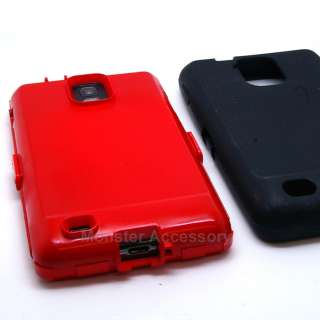 Black Red Double Layer Hard Case Gel Cover For Samsung Infuse 4G 