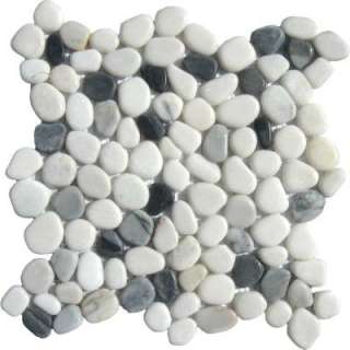   Black/White Pebbles Marble Mosaic Floor & Wall Tile THDW1 SH PEB at