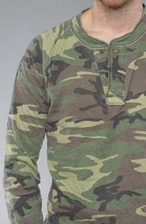 Rothco The Vintage Woodland Camo Henley in Olive Camo  Karmaloop 