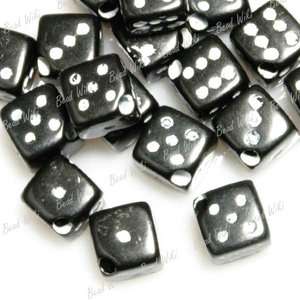 40pcs Black Cube Dice Charm Acrylic Bead Findings AR381  