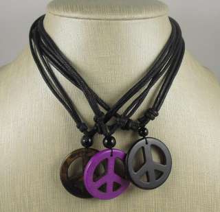 mix color peace sign pendent necklaces//bulk sale/USA seller fast 