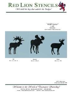 Wild Game Stencil   Silhouettes of Deer, Elk, Moose  