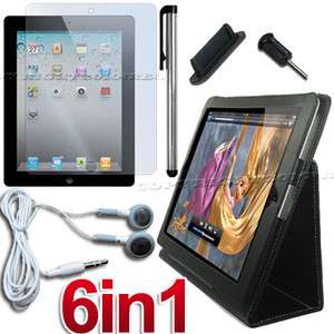 ACCESSORY BLACK LEATHER HARD STAND CASE COVER+SCREEN COVER+EARPHONE 