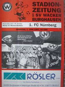 Programme RL 96/97 Wacker Burghausen   1. FC Nürnberg  