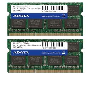 ADATA AD3S1333C2G9 2 Premier Series Notebook Memory Kit   4GB (2x 2GB 