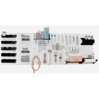   Pegboard Master Workbench Kit   White Toolboard & Black Accessories
