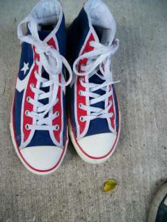   90s Converse All stars Red White & Blue High Top Sneakers Mens 9 1/2