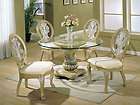 Traditional Round Glass Top Dining Table Set 5pcs