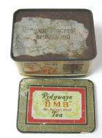 VINTAGE TEA TIN BOX ENGLAND RUST PATINA RIDGWAYS »  