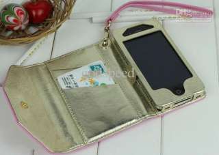 Iphone 3/3GS/4/4S Luxury Leather Wallet Clutch Card Slot Flip Case 