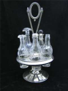 Antique Condiment Set Roger Smith & Co. Silver Plate Stand With 
