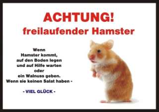 Achtung / Fun Schild Hamster Türschild   Sonderpreis  