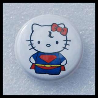 Super Kitty   Hello Kitty   Super Hero Man Comic Button  