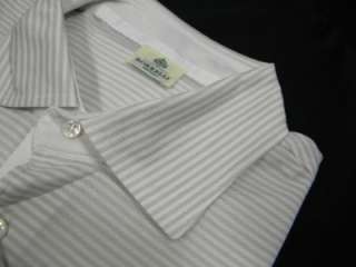 NWT BORRELLI Napoli Mens Pique Polo Shirt 48 S Beige White Stripe 