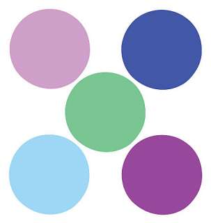Blue Purple Green Polka Dots 25 Retro Dot Round Wallies Circle Cutout 