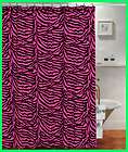 New Black/Pink Zebra Pattern Fabric Shower Curtain with Pearl Style 