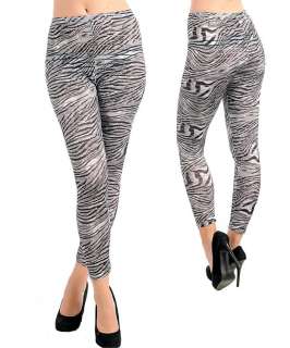 FITTED STRETCHABLE SEE THRU ANIMAL PRINT ZEBRA LONG LEGGINGS TIGHTS 