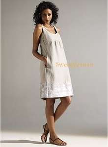   Eileen Fisher Natural Organic Linen Sequin Tank Dress w/ Shirring 10