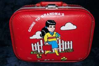 Vintage 1960s Going To Grandmas Red Little Girls Suitcase  