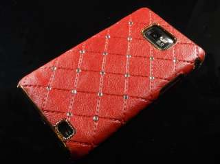 Samsung Galaxy S2 Cover Strass Rot i9100 Luxus Hülle Tasche Steine 