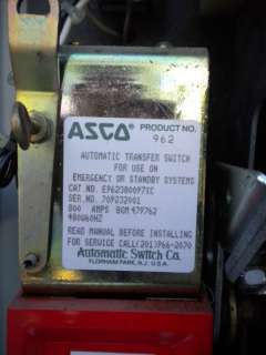 ASCO 962 AUTOMATIC 800A 480V TRANSFER SWITCH E962380097  