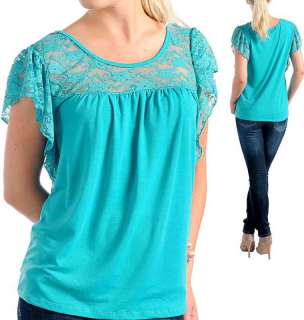 New Womens Cami Shirt Blouse Top w Lace Emerald XL 3XL  