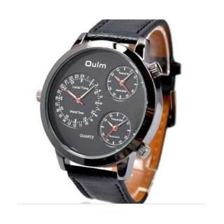 New Three Time Zone Russian Army Military Quartz Sports Leather Mens 